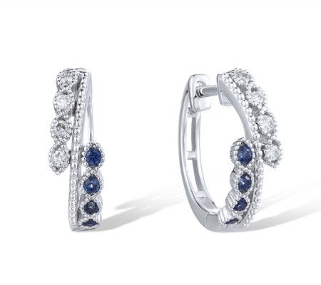 14KW Earrings Blue Sapphire,Diamond (E320290SAP14KW)