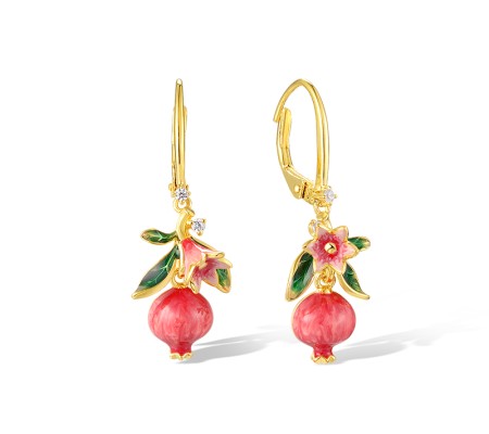 Sterling Silver w/ Yellow Plating Earrings Enamel,White Cubic Zirconia (E320344ENASY925)