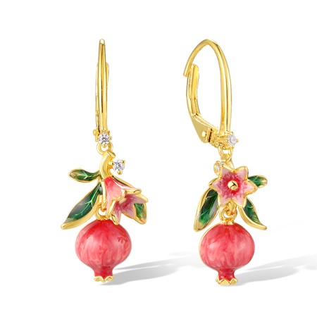 Sterling Silver w/ Yellow Plating Earrings Enamel,White Cubic Zirconia (E320344ENASY925)