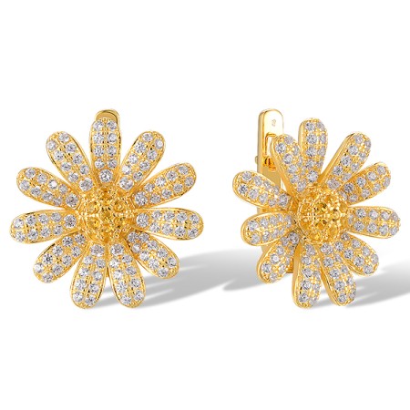 Sterling Silver w/ Yellow Plating Earrings White Cubic Zirconia,Yellow Nano Crystal (E320387YWZSY925)