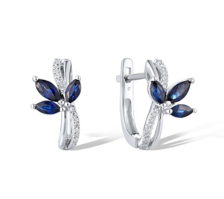 14KW Earrings Diamond,Blue Sapphire (E320460SAP14KW)