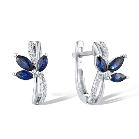 14KW Earrings Diamond,Blue Sapphire (E320460SAP14KW)