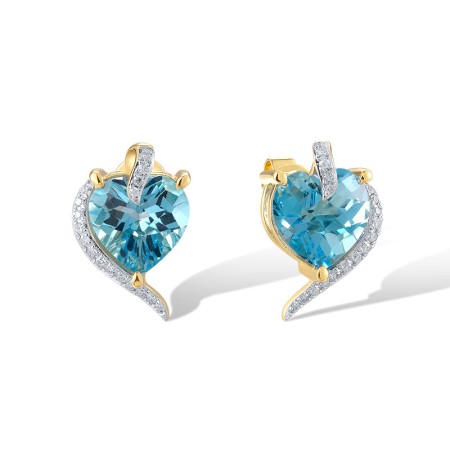 14KYW Earrings Blue Topaz (Swiss Blue),Diamond (E320469BLT14KYW)