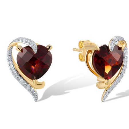 14KYW Earrings Diamond,Garnet (E320470GAN14KYW)