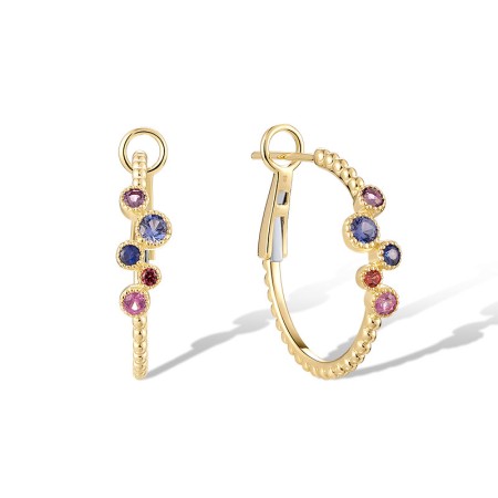 14KY Earrings Amethyst,Blue Sapphire,Orange Sapphire,Pink Sapphire (E320471MUL14KY)