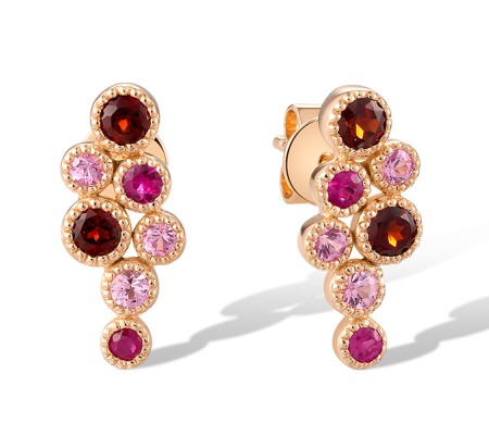 14KR Earrings Pink Sapphire,Ruby,Garnet (E320476GPBR14KR)