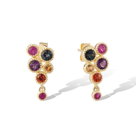 14KY Earrings Amethyst,London Blue Topaz,Orange Sapphire,Ruby,Yellow Sapphire (E320477MUL14KY)