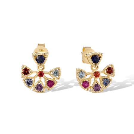 14KY Earrings Amethyst,Blue Sapphire,Blue Topaz (Swiss Blue),Garnet,Orange Sapphire,Ruby (E320480MUL14KY)