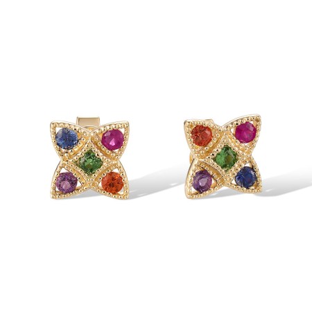 14KY Earrings Amethyst,Blue Sapphire,Green Garnet,Orange Sapphire,Ruby (E320481MUL14KY)