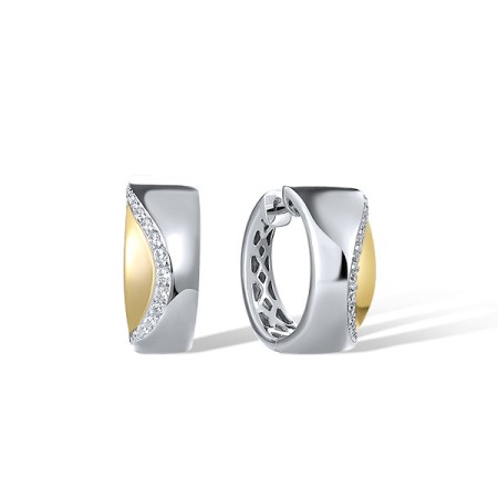 Sterling Silver w/ Ionic Yellow Plating Earrings White Cubic Zirconia (E320486WCZSP925)