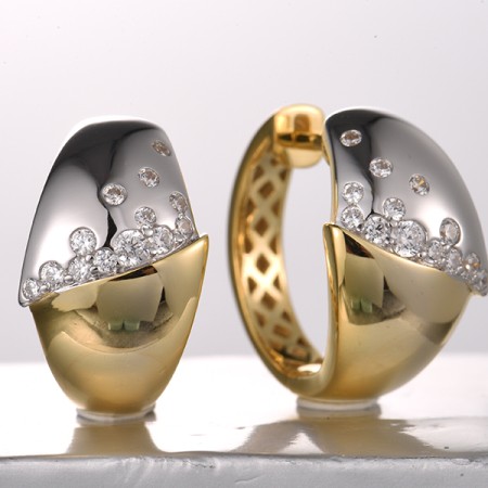 Sterling Silver w/ Ionic Yellow Plating Earrings White Cubic Zirconia (E320487WCZSP925)