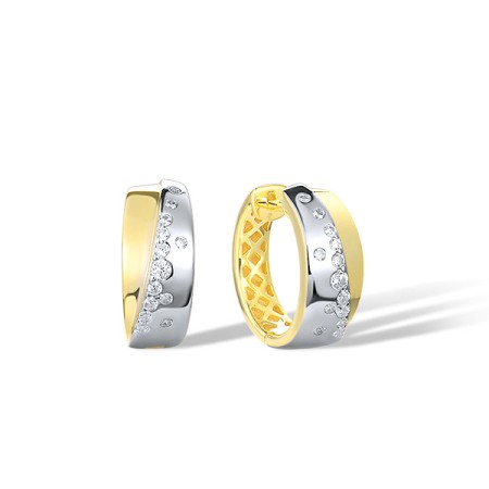 Sterling Silver w/ Ionic Yellow Plating Earrings White Cubic Zirconia (E320491WCZSP925)