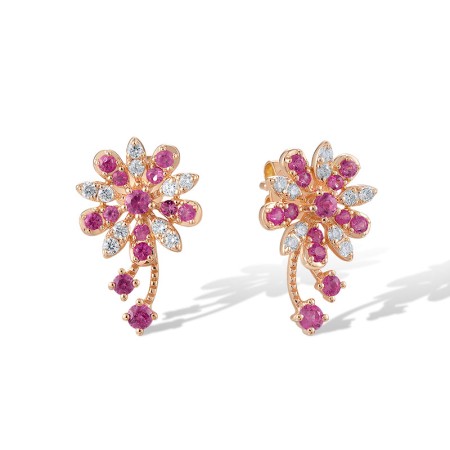 14KR Earrings Diamond,Pink Sapphire (E320495PIS14KR)