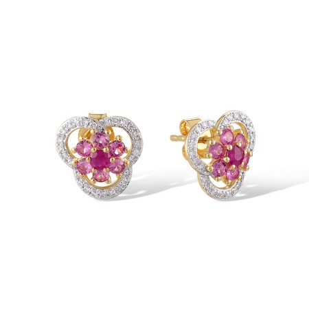 14KYW Earrings Diamond,Pink Sapphire,Ruby (E320498PRU14KYW)