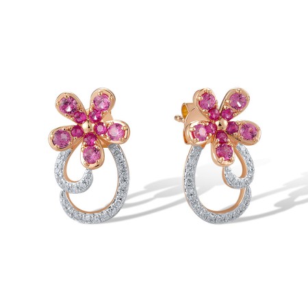 14KRW Earrings Diamond,Pink Sapphire,Ruby (E320499PRU14KRW)