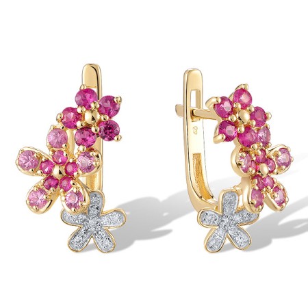 14KYW Earrings Diamond,Pink Sapphire,Ruby (E320500PRU14KYW)