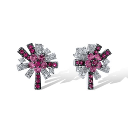14KWB Earrings Diamond,Pink Sapphire,Ruby (E320502PRU14KWB)