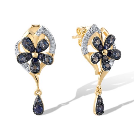 14KYWB Earrings Blue Sapphire,Diamond (E320503SAP14KYWB)