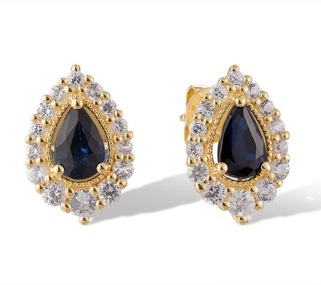 14KY Earrings Blue Sapphire,White Sapphire (E320507ASWS14KY)