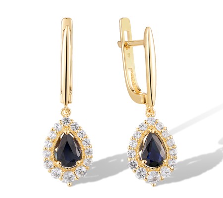 14KY Earrings Blue Sapphire,White Sapphire (E320507SWS14KY)