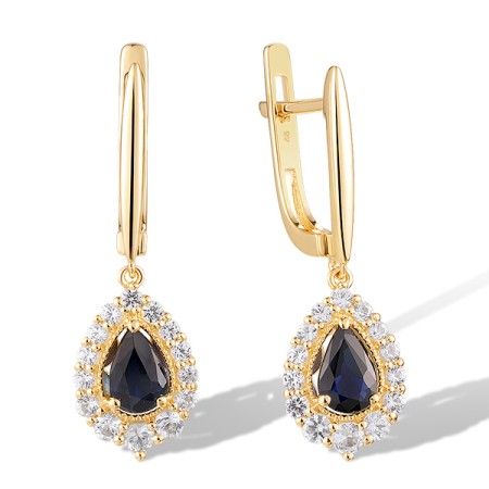 14KY Earrings Blue Sapphire,White Sapphire (E320507SWS14KY)