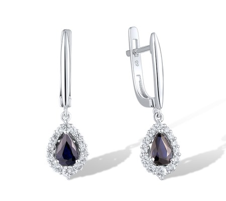 14KW Earrings Blue Sapphire,White Sapphire (E320508SWS14KW)