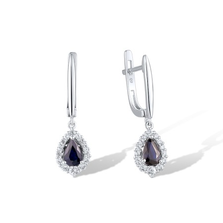 14KW Earrings Blue Sapphire,White Sapphire (E320508SWS14KW)