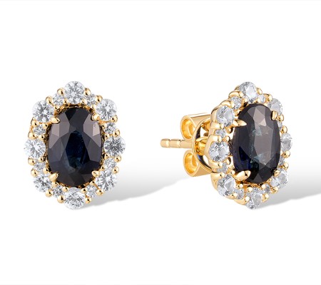 14KY Earrings White Sapphire,Blue Sapphire (E320509SWS14KY)