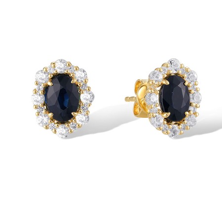  14KYW Earrings Blue Sapphire,White Sapphire (E320509SWS14KYW)