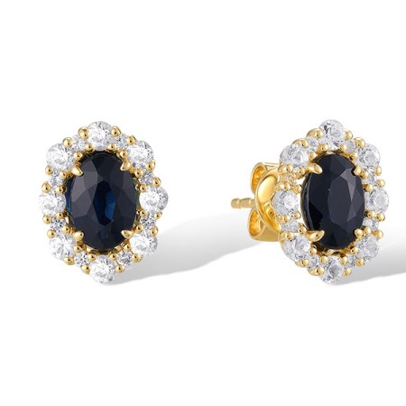  14KYW Earrings Blue Sapphire,White Sapphire (E320509SWS14KYW)