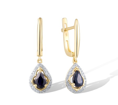 14KYW Earrings Blue Sapphire,Diamond (E320510SAP14KYW)