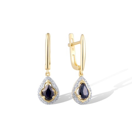 14KYW Earrings Blue Sapphire,Diamond (E320510SAP14KYW)