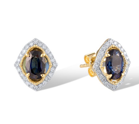 14KYW Earrings Blue Sapphire,Diamond (E320511SAP14KYW)