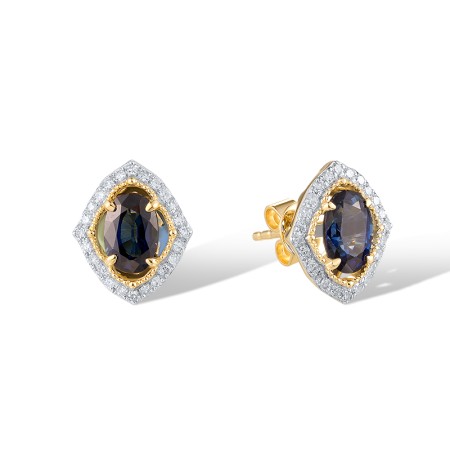 14KYW Earrings Blue Sapphire,Diamond (E320511SAP14KYW)