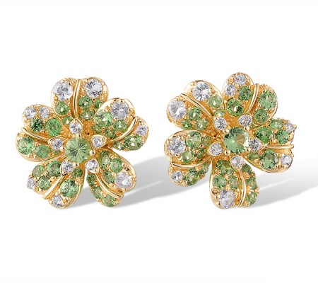 14KY Earrings Green Garnet,White Sapphire (E320513GGW14KY)