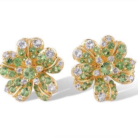 14KY Earrings Green Garnet,White Sapphire (E320513GGW14KY)