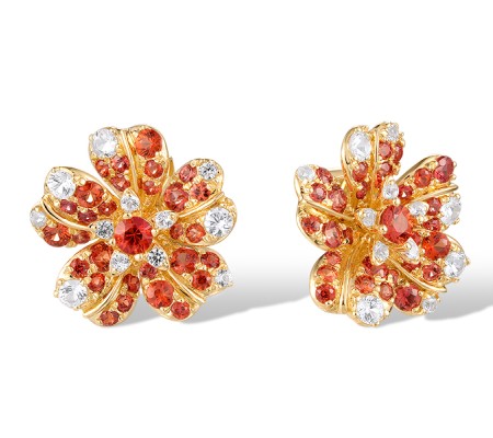 14KY Earrings Orange Sapphire,White Sapphire (E320513SOW14KY)