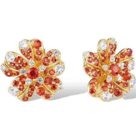 14KY Earrings Orange Sapphire,White Sapphire (E320513SOW14KY)