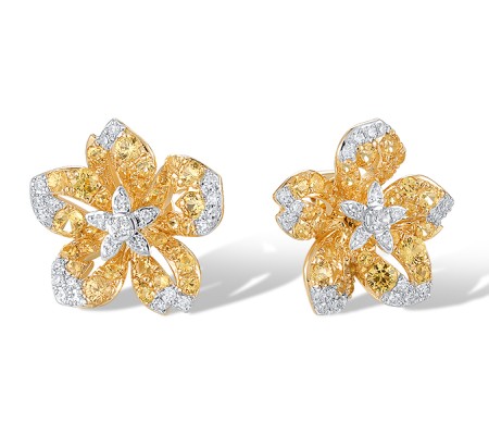 14KYW Earrings Yellow Sapphire,Diamond,White Sapphire (E320514WSY14KYW)