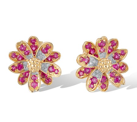 14KYW Earrings Diamond,Ruby (E320515RUY14KYW)