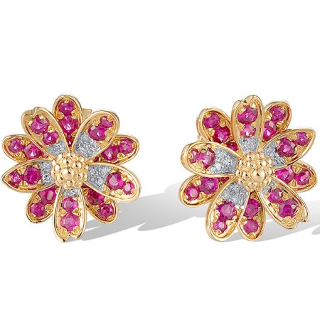 14KYW Earrings Diamond,Ruby (E320515RUY14KYW)