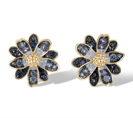 14KYWB Earrings Blue Sapphire,Diamond (E320515SAP14KYWB)