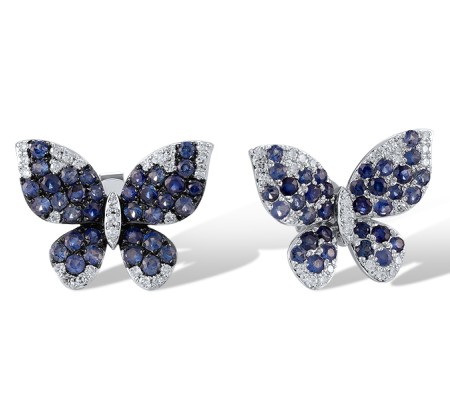 14KWB Earrings Blue Sapphire,Diamond (E320516SAP14KWB)