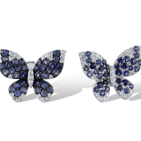 14KWB Earrings Blue Sapphire,Diamond (E320516SAP14KWB)