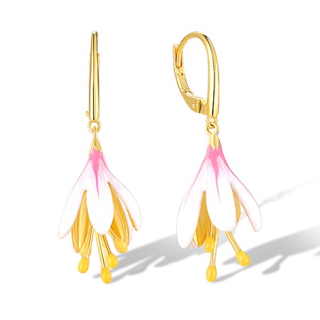 Sterling Silver w/ Yellow Plating Earrings Enamel (E320517ENASY925)