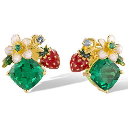 Sterling Silver w/ Yellow Plating Earrings Blue Spinel,Enamel,Green Spinel (E320523ENASY925)