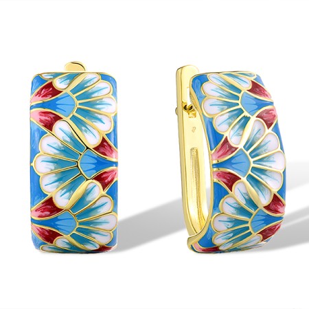 Sterling Silver w/ Yellow Plating Earrings Enamel (E320596ENASY925)