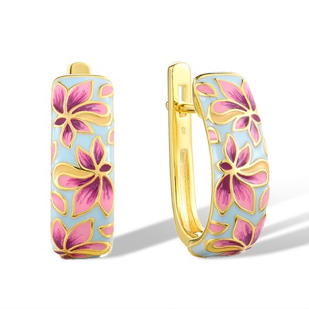 Sterling Silver w/ Yellow Plating Earrings Enamel (E320597ENASY925)