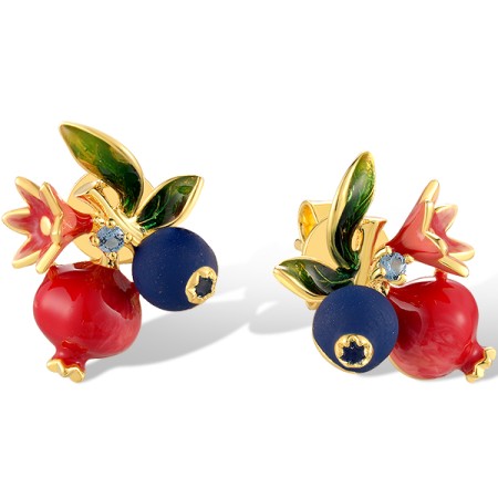 Sterling Silver w/ Yellow Plating Earrings Blue Spinel,Enamel (E320599ENSSY925)