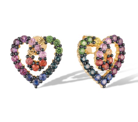 14KYB Earrings Green Garnet,London Blue Topaz,Orange Sapphire,Pink Sapphire,Rhodolite Garnet,Amethyst,Yellow Sapphire,Blue Sapphire (E320648MUL14KYB)